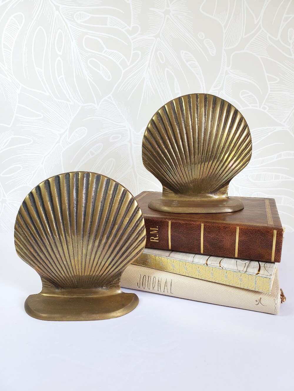 Solid Brass Clam Shell Bookends Seashell Coastal Nautical Decor